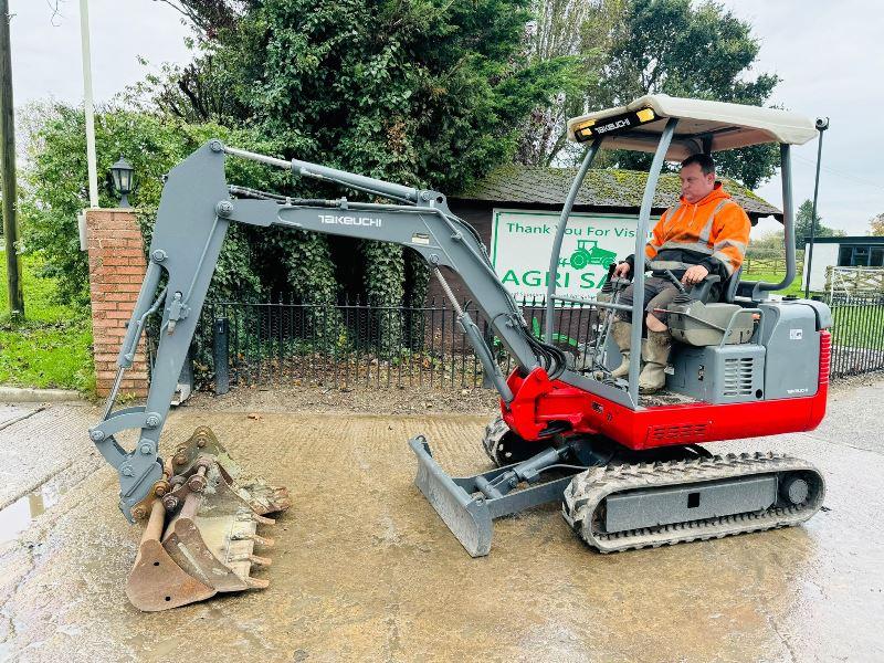 TAKEUCHI TB016 TRACKED EXCAVATOR C/W QUICK HITCH & 3 X BUCKETS *VIDEO*