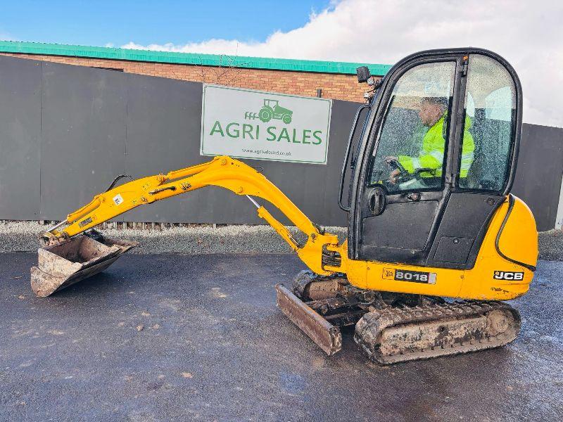 JCB 8018 EXCAVATOR EXPANDING TRACKS *READING 1862 HOURS*VIDEO*