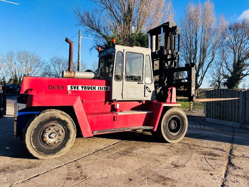 SVE TRUCK 15120 15 TON FORKLIFT C/W TINE POSITIONER & SIDE SHIFT *VIDEO*