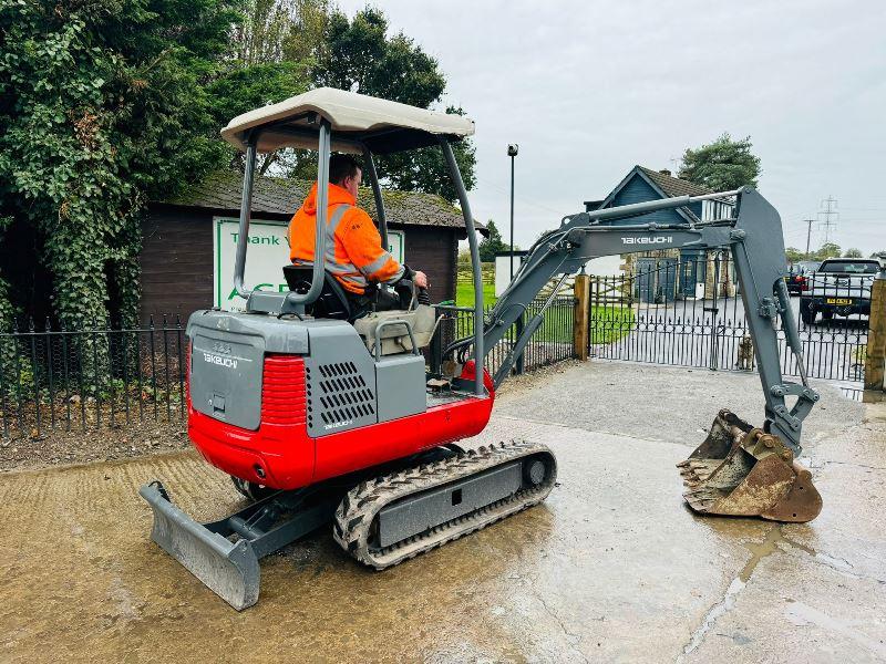 TAKEUCHI TB016 TRACKED EXCAVATOR C/W QUICK HITCH & 3 X BUCKETS *VIDEO*