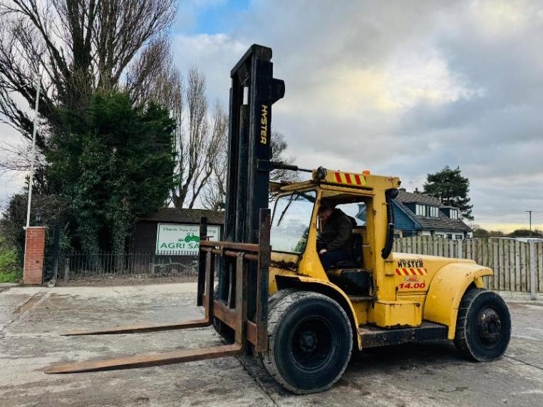 HYSTER H14.00 *14 TON LIFT* DIESEL FORKLIFT C/W PALLET TINES