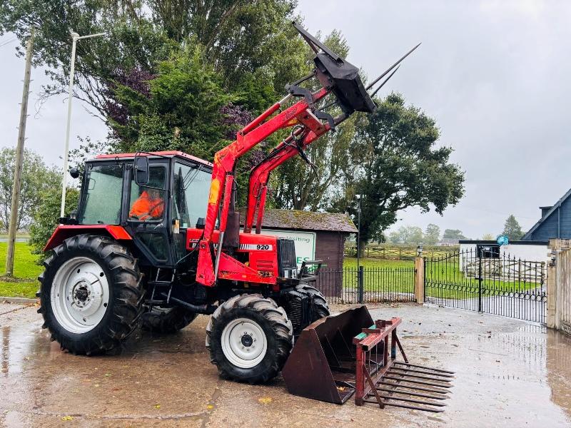 BELARUS 920 4WD TRACTOR *1238 HOURS* C/W LOADER, MUCK FORK, BUCKET & BALE SPIKE *VIDEO*