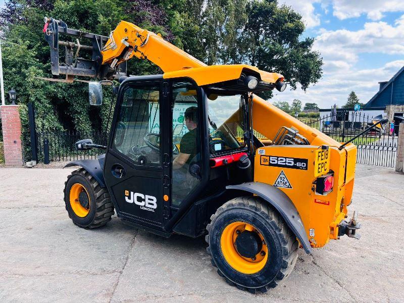 JCB 525-60 4WD TELEHANDLER *YEAR 2018, ONLY 3890 HOURS* C/W PALLET TINES *VIDEO*