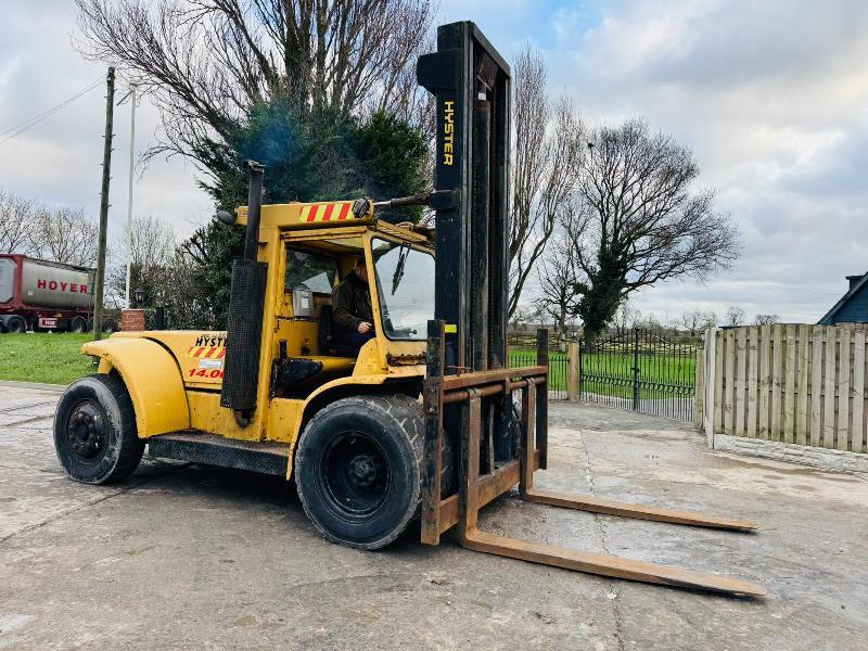 HYSTER H14.00 *14 TON LIFT* DIESEL FORKLIFT C/W PALLET TINES