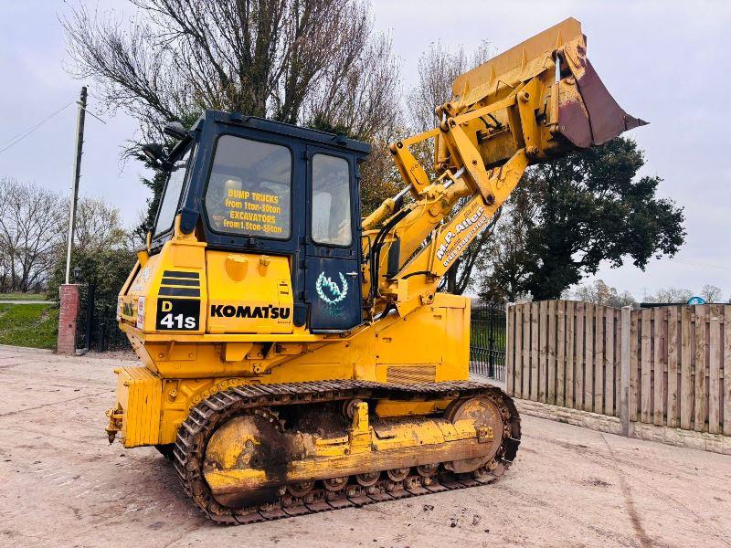 KOMATSU D41S-3 TRACKED DROTT C/W THREE IN ONE BUCKET *VIDEO*