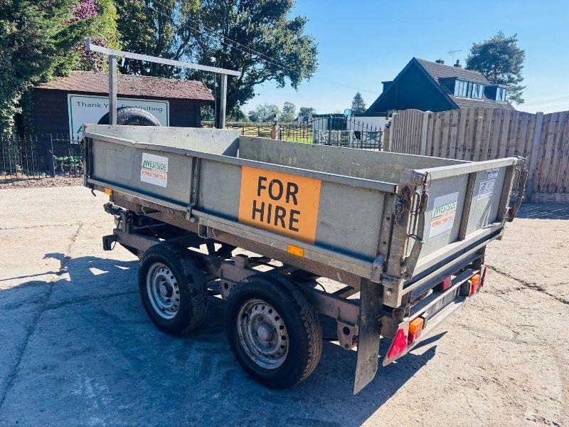 IFOR WILLIAMS E11 TWIN AXLE TIPPING TRAILER C/W DROP SIDES & LOADING RAMPS *VIDEO*