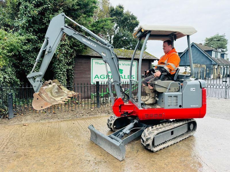 TAKEUCHI TB016 TRACKED EXCAVATOR C/W QUICK HITCH & 3 X BUCKETS *VIDEO*