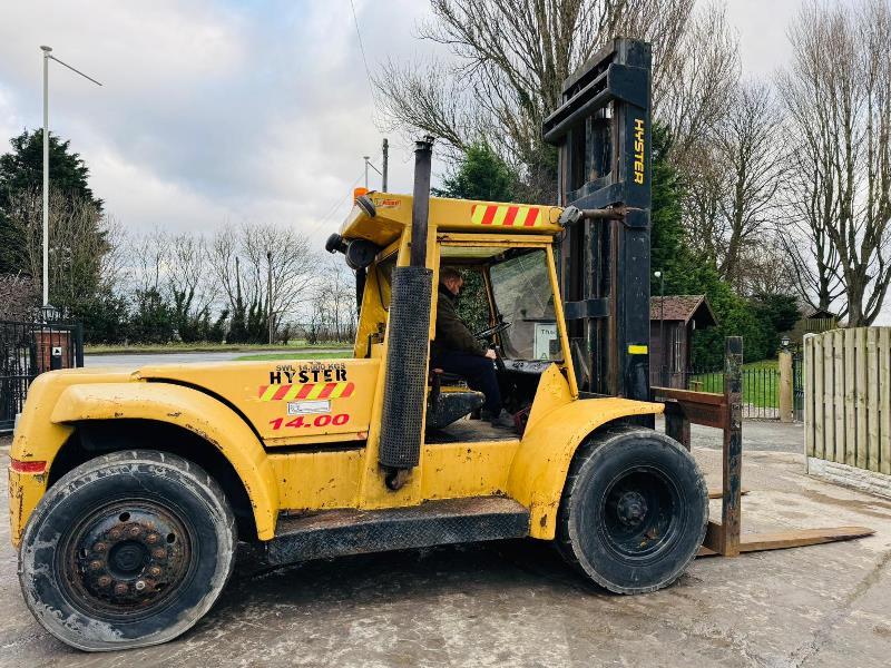 HYSTER H14.00 *14 TON LIFT* DIESEL FORKLIFT C/W PALLET TINES