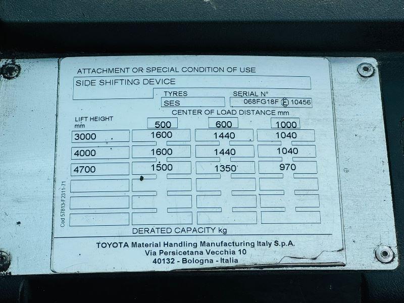 TOYOTA 15 FORKLIFT *CONTAINER SPEC, YEAR 2019* C/W PALLET TINES *VIDEO*