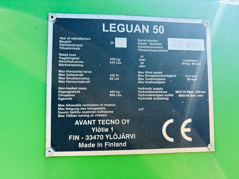 AVANT LEGUAN 50 MAN LIFT *YEAR 2018* TO SUIT AVANT LOADING SHOVEL 