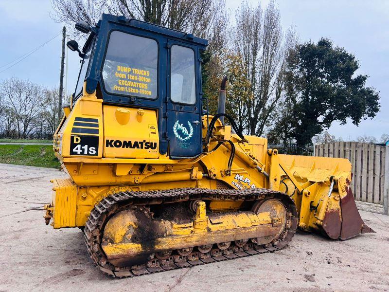 KOMATSU D41S-3 TRACKED DROTT C/W THREE IN ONE BUCKET *VIDEO*