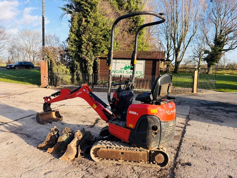 KUBOTA K008-3 TRACKED EXCAVATOR *YEAR 2016, 685 HOURS* C/W 4 X BUCKETS