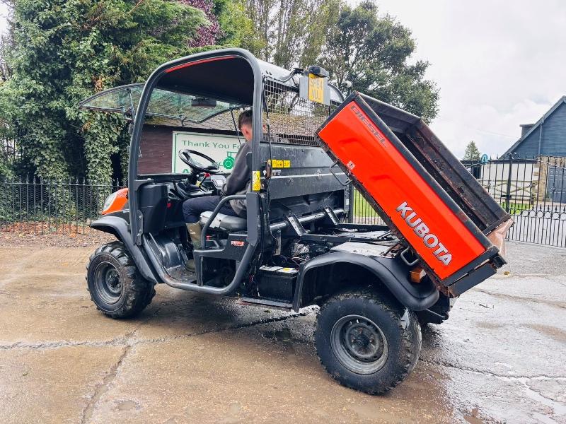 KUBOTA RTVX900 4WD UTV *YEAR 2014, ROAD REGISTERED * C/W HYDRAULIC TIP *VIDEO*