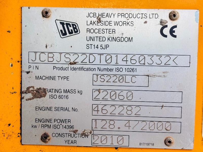 JCB JS220LC EXCAVATOR YEAR 2010 *C/W QUICK HITCH BUCKET* VIDEO*