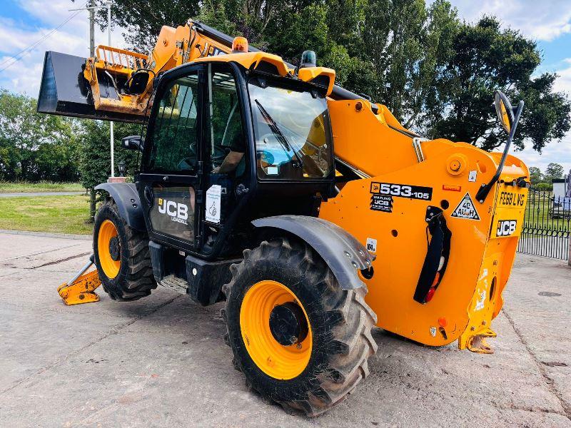 JCB 533-105 4WD TELEHANDLER *YEAR 2018, 10.5 METER* C/W REVERSE CAMERA *VIDEO*