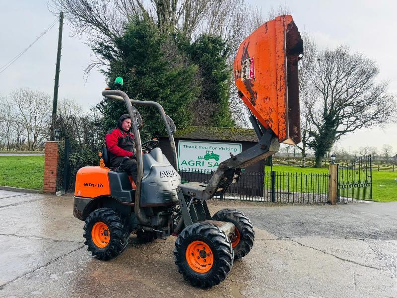 AUSA WD1-10 4WD HIGH TIP DUMPER *YEAR 2015, 1594 HOURS* C/W ROLE BAR *VIDEO*