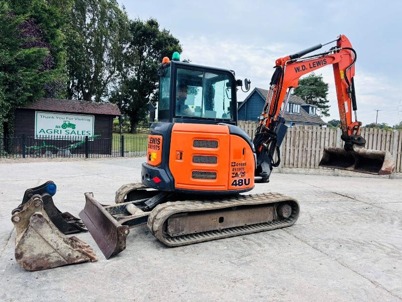 HITACHI ZX48U-5A EXCAVATOR *ZERO SWING, YEAR 2018* C/W 3 X BUCKET'S *VIDEO*