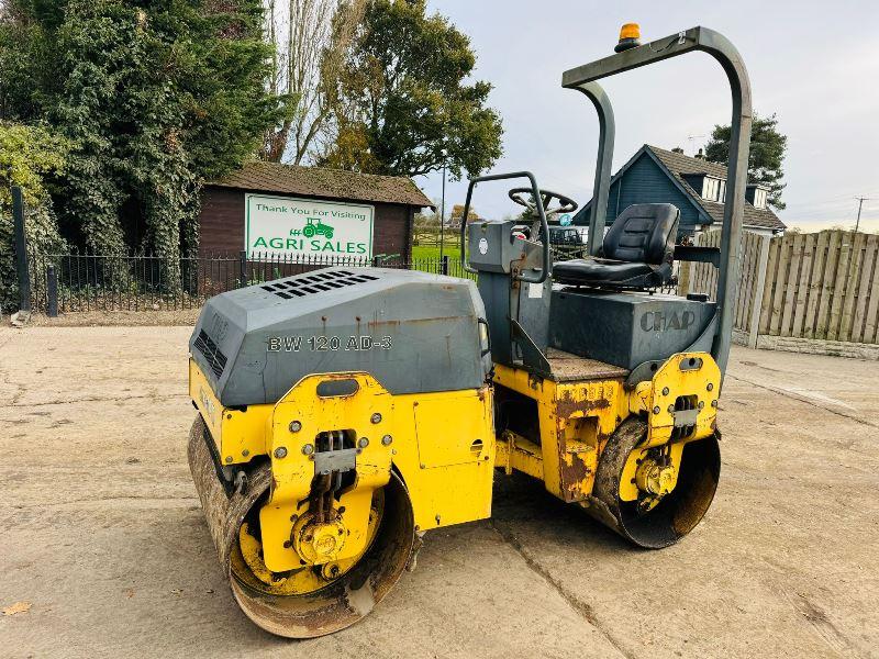 BOMAG BW120 AD-3 DOUBLE DRUM ROLLER *1484 HOURS* C/W ROLE BAR *VIDEO*