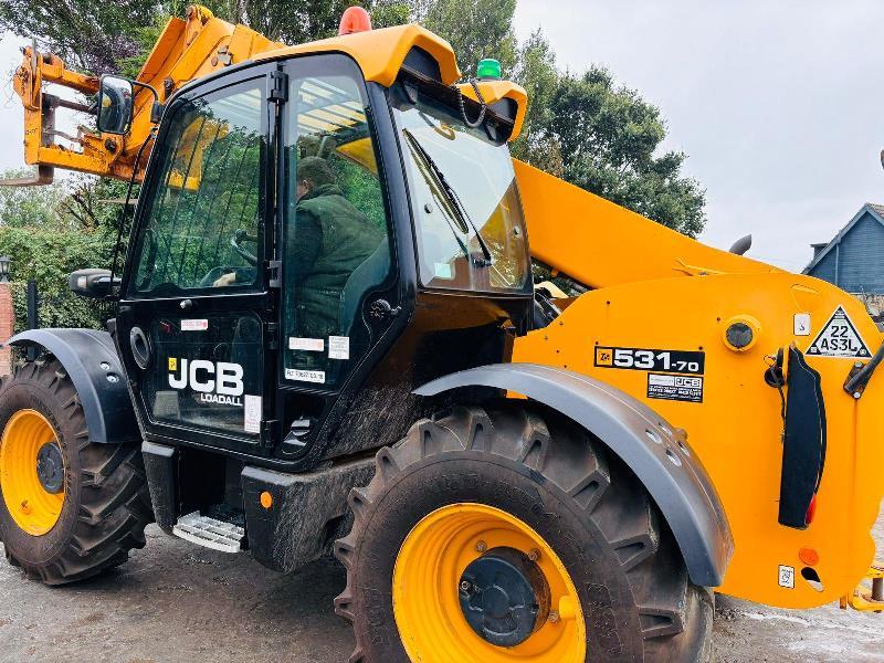 JCB 531-70 4WD TELEHANDLER * YEAR 2018, 3604 HOURS* C/W PALLET TINES *VIDEO*