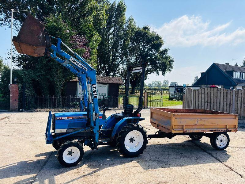 MITSUBISHI MT180HMD 4WD COMPACT TRACTOR C/W FRONT LOADER, BUCKET & TRAILER *VIDEO*