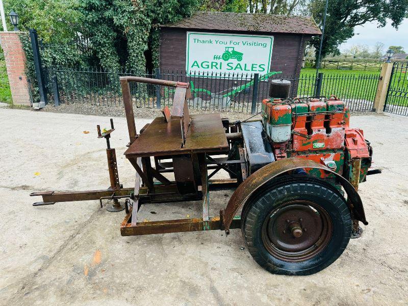 TOWBALE SAW BENCH C/W LISTER SR3A22 ENGINE 