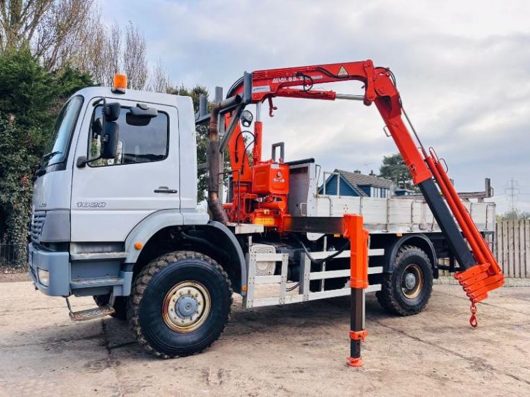 MERCEDES 1828A 4X4 LORRY *296918 KMS* C/W ATLAS 8502 5 X PUSH OUT CRANE 