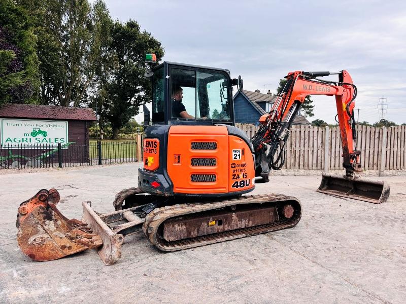 HITACHI ZX48U-5A EXCAVATOR *ZERO SWING, YEAR 2018* C/W 3 X BUCKET'S *VIDEO*