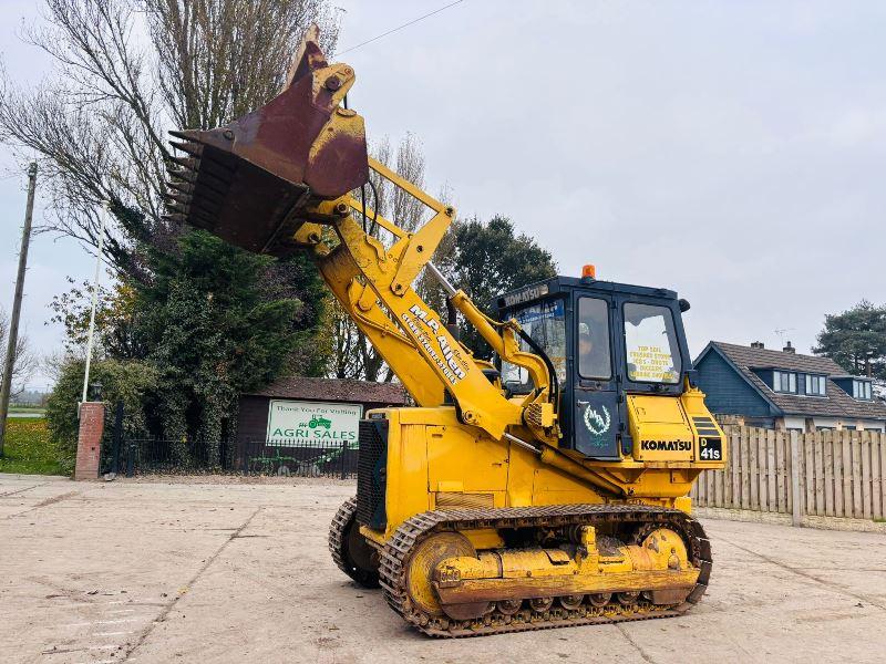 KOMATSU D41S-3 TRACKED DROTT C/W THREE IN ONE BUCKET *VIDEO*