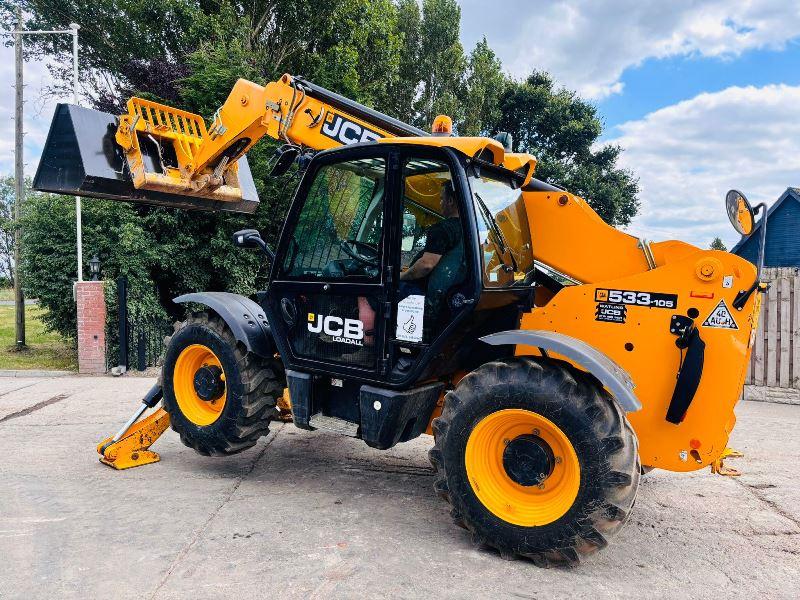 JCB 533-105 4WD TELEHANDLER *YEAR 2018, 10.5 METER* C/W REVERSE CAMERA *VIDEO*