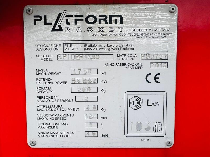 PLATFORM SPIDER 1380 TRACKED MAN LIFT *YEAR 2016* C/W TWIN AXLE PLANT TRAILER 