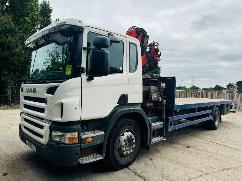 SCANIA P230 4X2 FLAT BED LORRY C/W HIAB 144B-2 CL CRANE *VIDEOS*