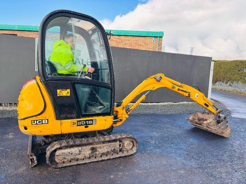 JCB 8018 EXCAVATOR EXPANDING TRACKS *READING 1862 HOURS*VIDEO*