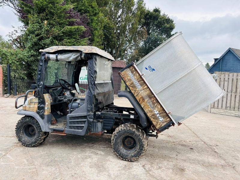 KUBOTA RTV900 4WD UTV *YEAR 2008, ROAD REGISTERED* C/W HYDRAULIC TIP & CANOPY *VIDEO*