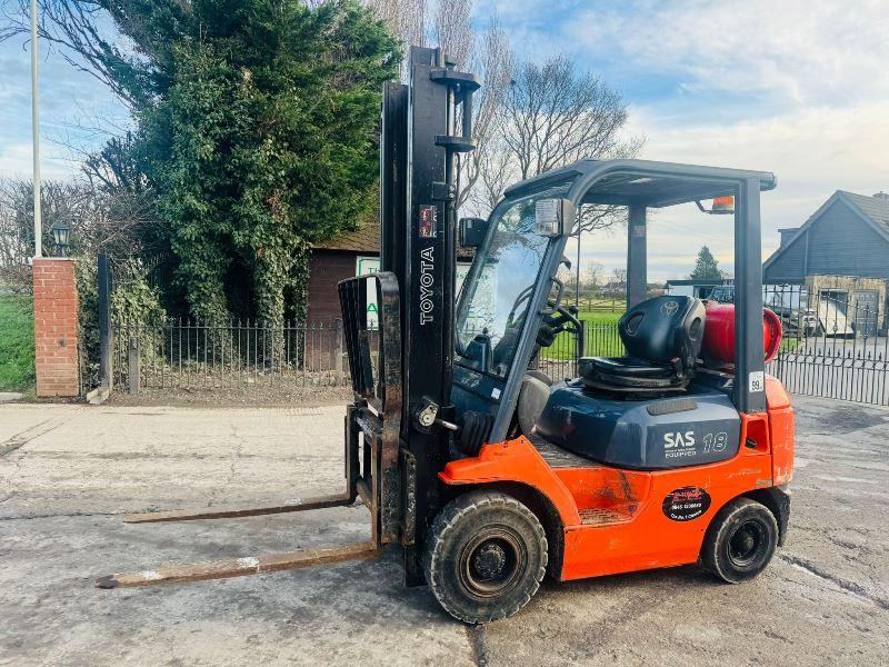 TOYOTA 18 FORKLIFT C/W PALLET TINES *VIDEO*