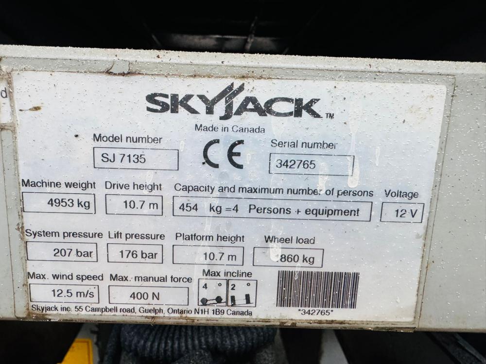 SKYJACK SJ7135 SCISSOR LIFT *12V*10.7M DRIVE REACH*