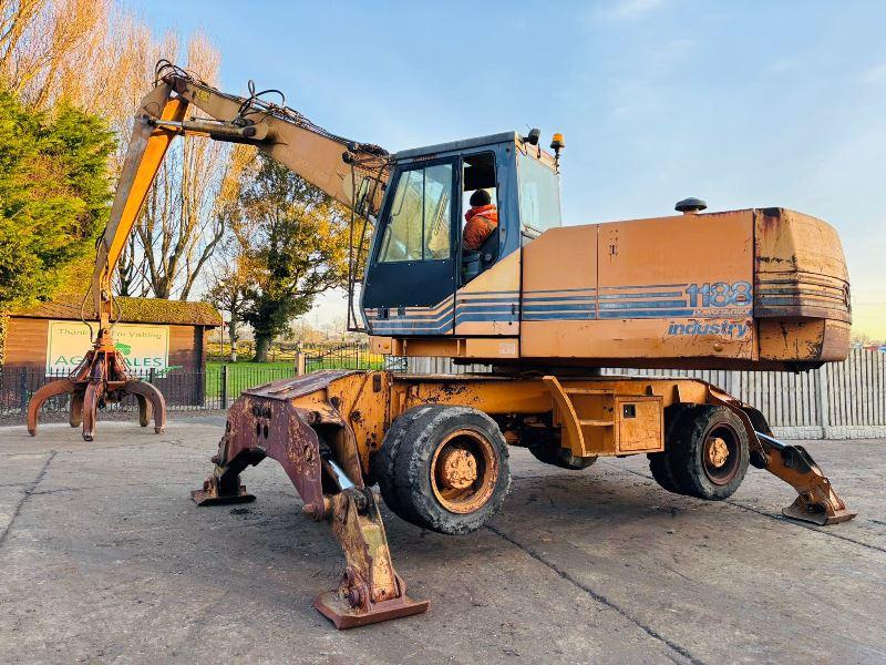 CASE 1188 POCLAIN 4WD WHEELED SCRAP HANDLER C/W 5 TINE SCRAP HANDLER *VIDEO*