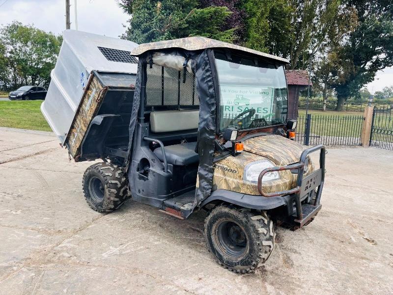 KUBOTA RTV900 4WD UTV *YEAR 2008, ROAD REGISTERED* C/W HYDRAULIC TIP & CANOPY *VIDEO*