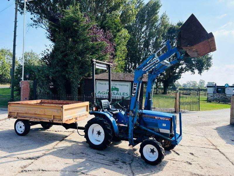 MITSUBISHI MT180HMD 4WD COMPACT TRACTOR C/W FRONT LOADER, BUCKET & TRAILER *VIDEO*