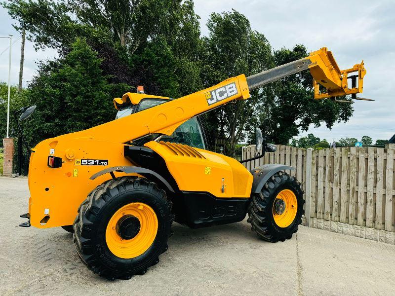 JCB 531-70 4WD TELEHANDLER * YEAR 2020, 3494 HOURS* C/W PALLET TINES *VIDEO*