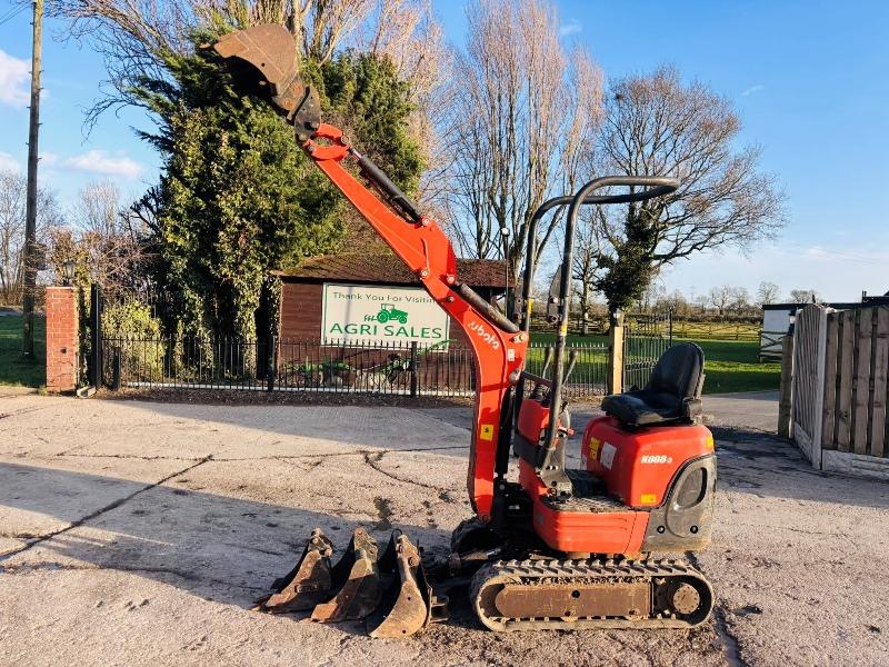 KUBOTA K008-3 TRACKED EXCAVATOR *YEAR 2016, 685 HOURS* C/W 4 X BUCKETS