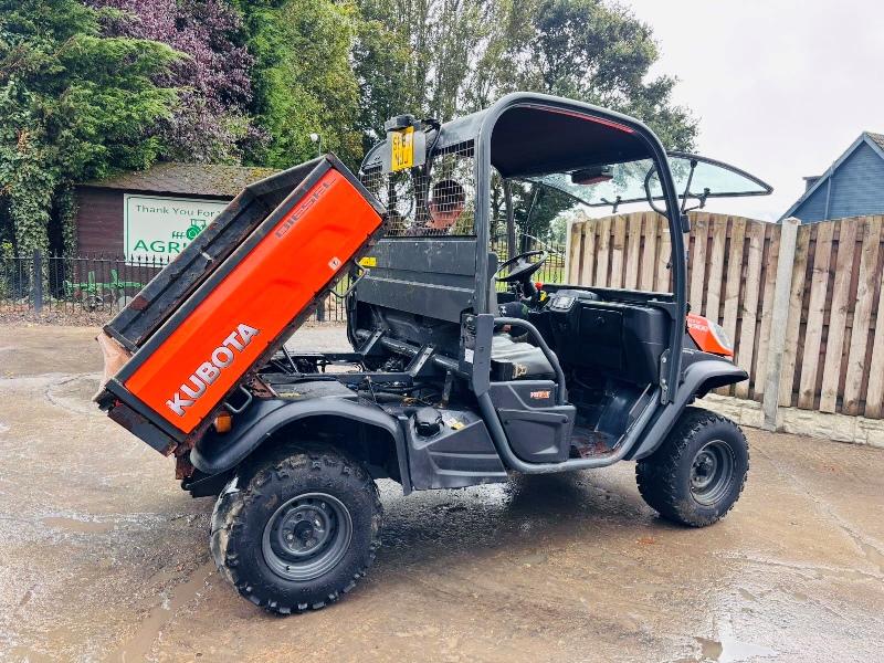 KUBOTA RTVX900 4WD UTV *YEAR 2014, ROAD REGISTERED * C/W HYDRAULIC TIP *VIDEO*