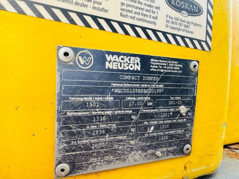 WACKER NEUSON 1501 4WD SWIVEL TIP DUMPER*1763 HOURS* C/W ROLE BAR *VIDEO*