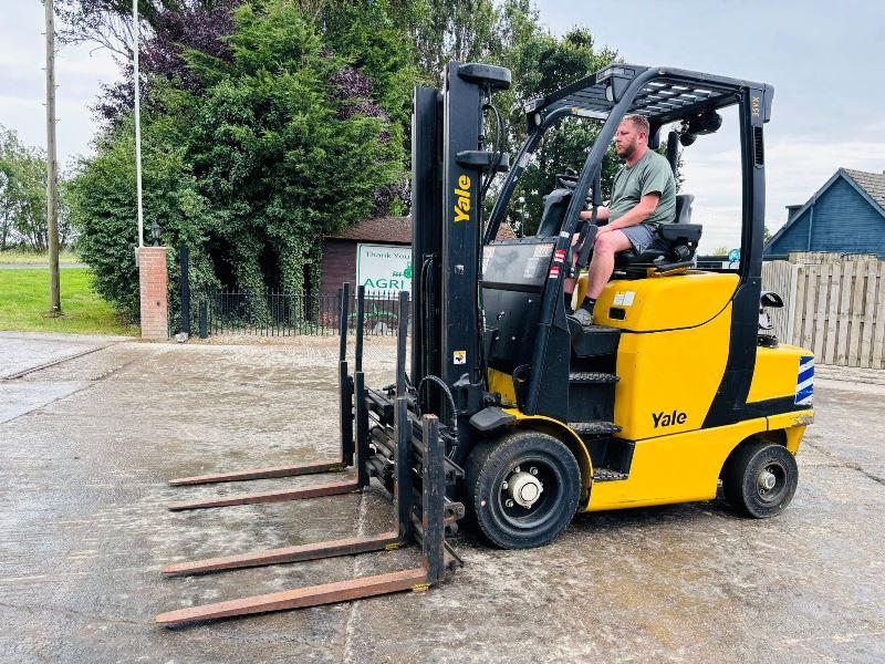 YALE GLP35VX FORKLIFT *YEAR 2018, HIGH RISED CABIN* C/W TINE POSITIONER *VIDEO*