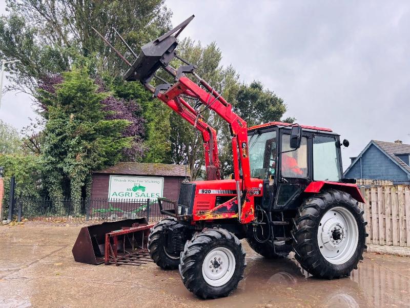 BELARUS 920 4WD TRACTOR *1238 HOURS* C/W LOADER, MUCK FORK, BUCKET & BALE SPIKE *VIDEO*