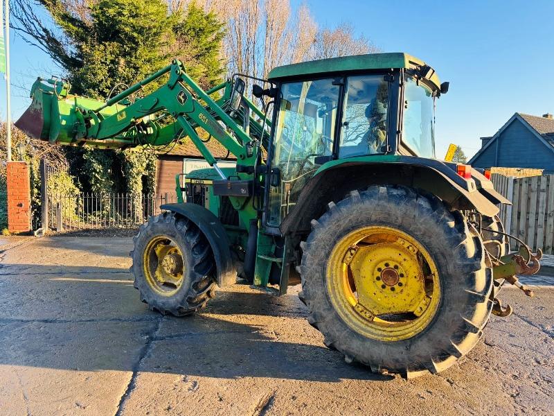 JOHN DEERE 6210 4WD TRACTOR C/W FRONT LOADER BUCKET & MUCK GRAB 