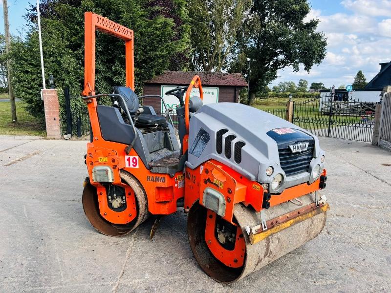 HAMM HD12 DOUBLE DRUM ROLLER *YEAR 2016, 1500 HOURS* C/W ROLE BAR *VIDEO*