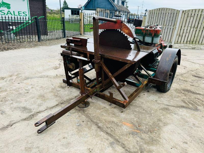 TOWBALE SAW BENCH C/W LISTER SR3A22 ENGINE 