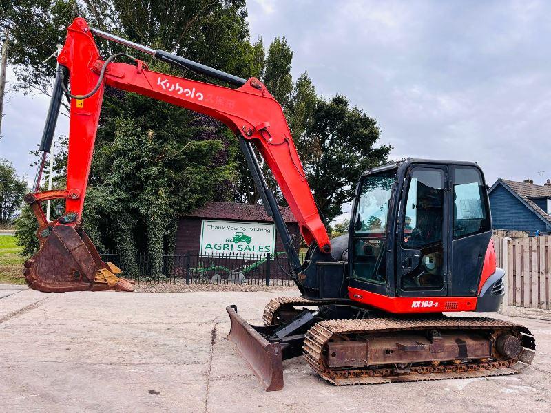 KUBOTA KX183-3 TRACKED EXCAVATOR *ZERO SWING, YEAR 2014* C/W BUCKET *VIDEO*