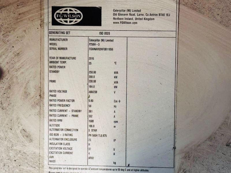 F-G WILSON P250H-3 250KVA GENERATOR *YEAR 2015* VIDEO*