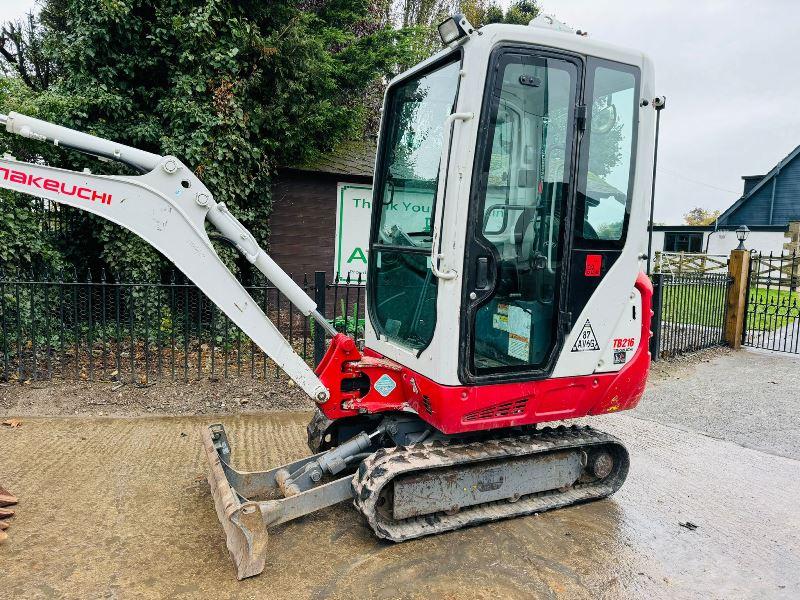 TAKEUCHI TB216 TRACKED EXCAVATOR *YEAR 2019, ONLY 1881HOURS* C/W 3 X BUCKETS 